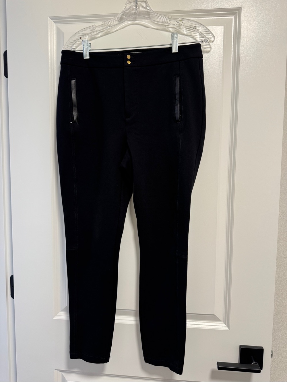 Anthropologie “The Essential Slim” Pants Black Size 8 Trousers Zip Pockets
